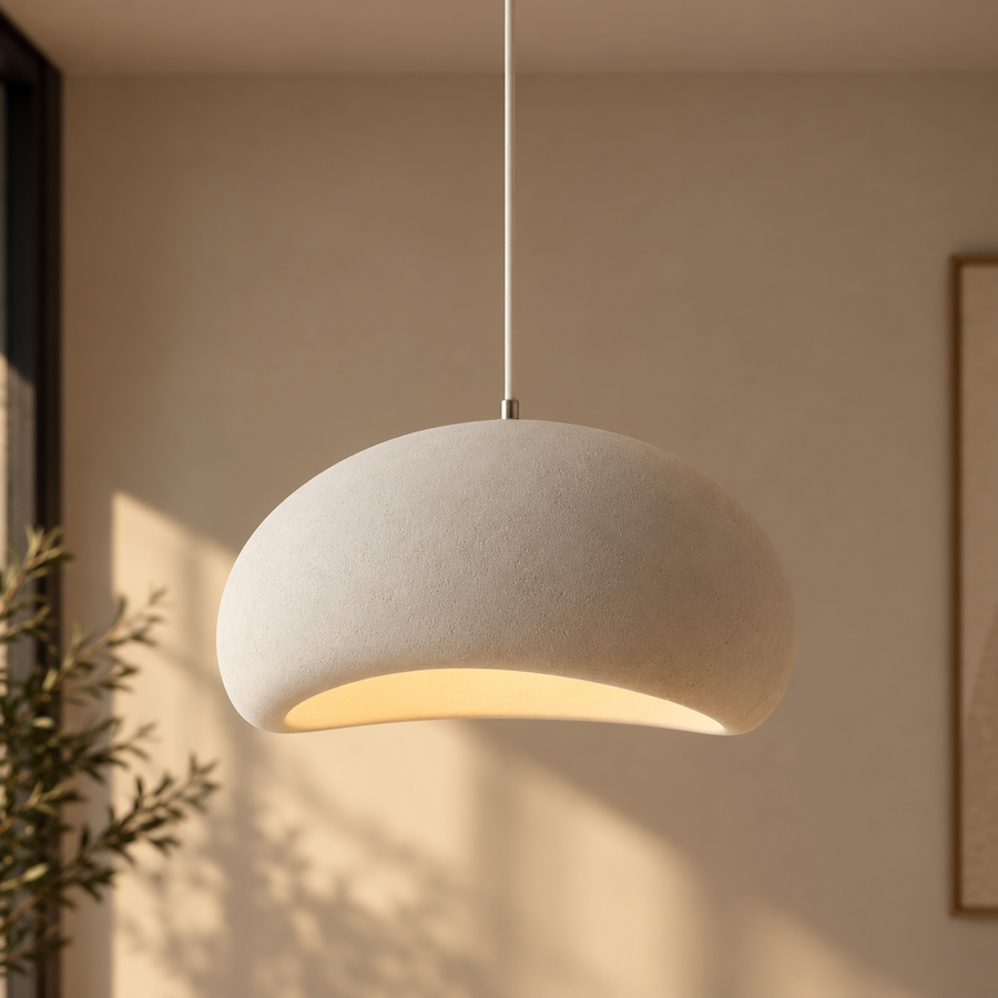 Dome pendant light casting a warm glow