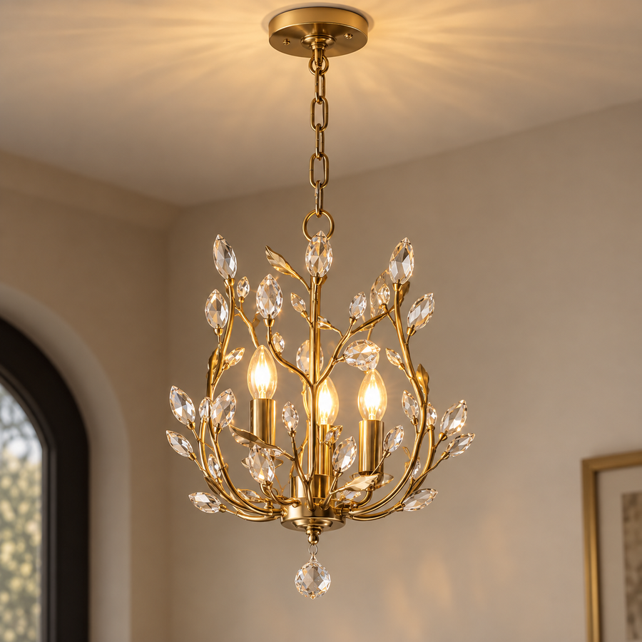 Crystal chandelier with candle bulbs