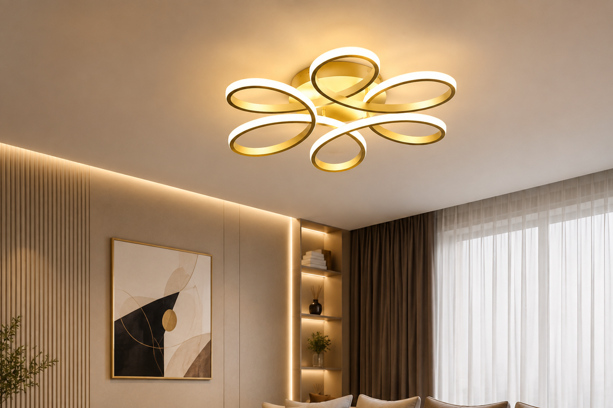 Plafonnier LED design pétales dorés Noralux Image