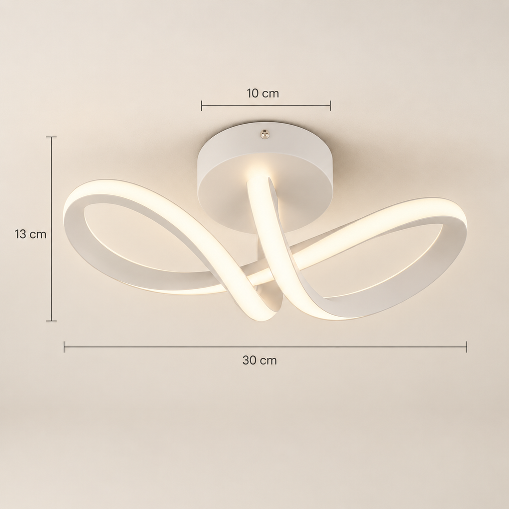 Arca LED ceiling light dimensions: 30 cm wide, 13 cm high, 10 cm canopy