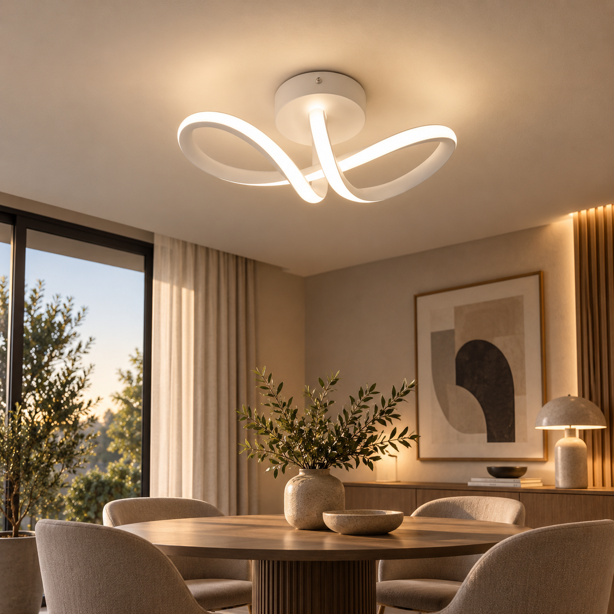 Arca curved LED ceiling light in a dining room