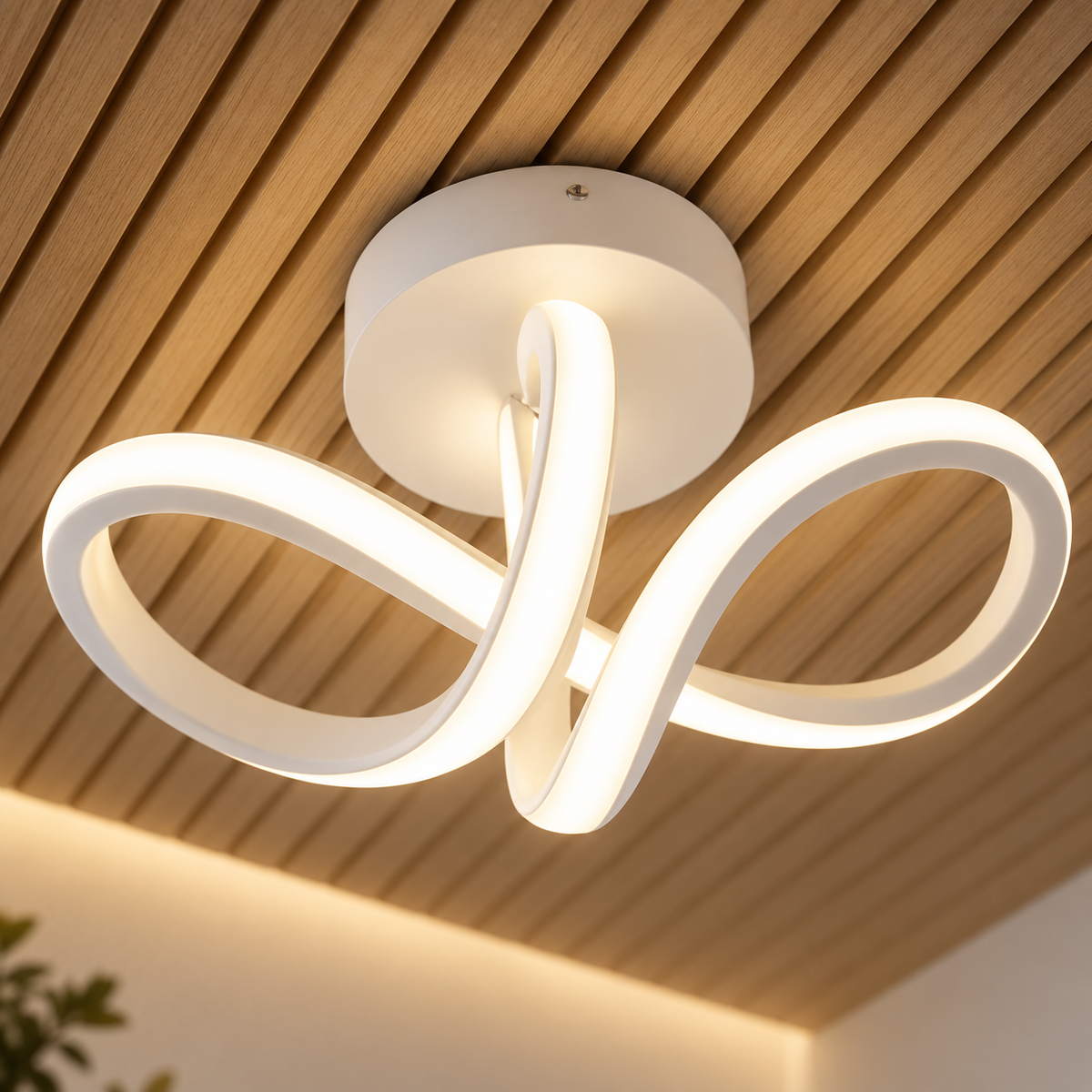 Close-up of the Arca curved white LED ceiling light
