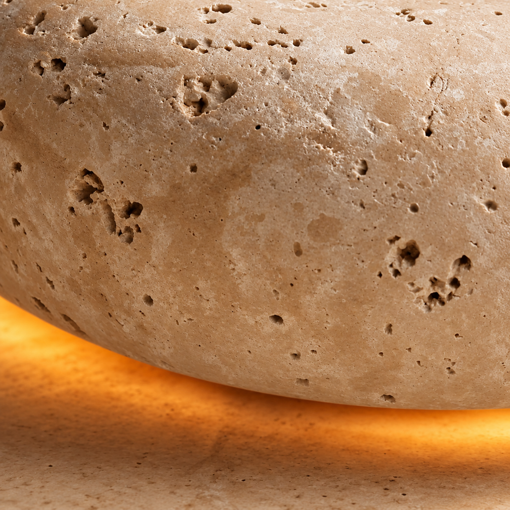 Close-up of the Aurelia stone texture lit from below