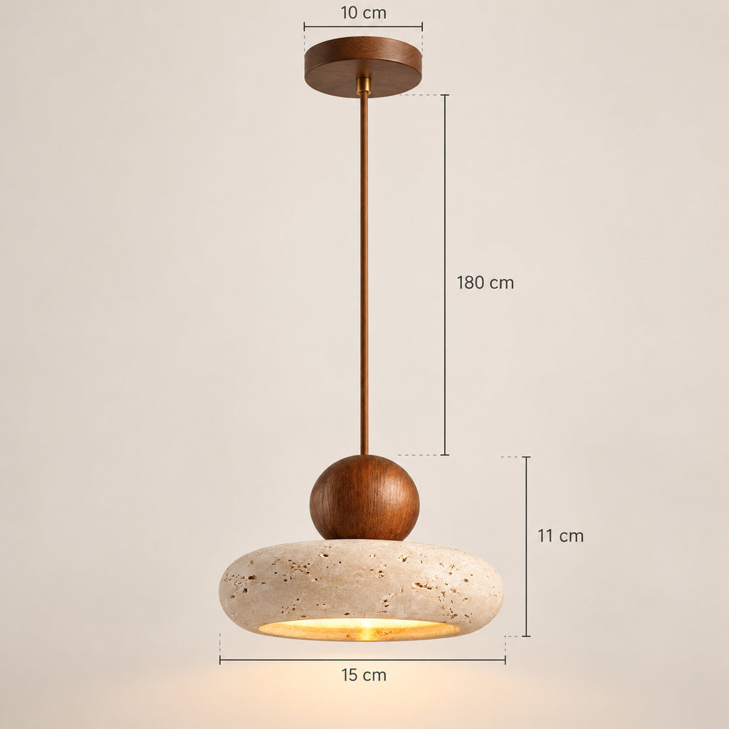 Aurelia pendant light dimensions: 15 cm wide, 11 cm high, 180 cm cable, 10 cm canopy