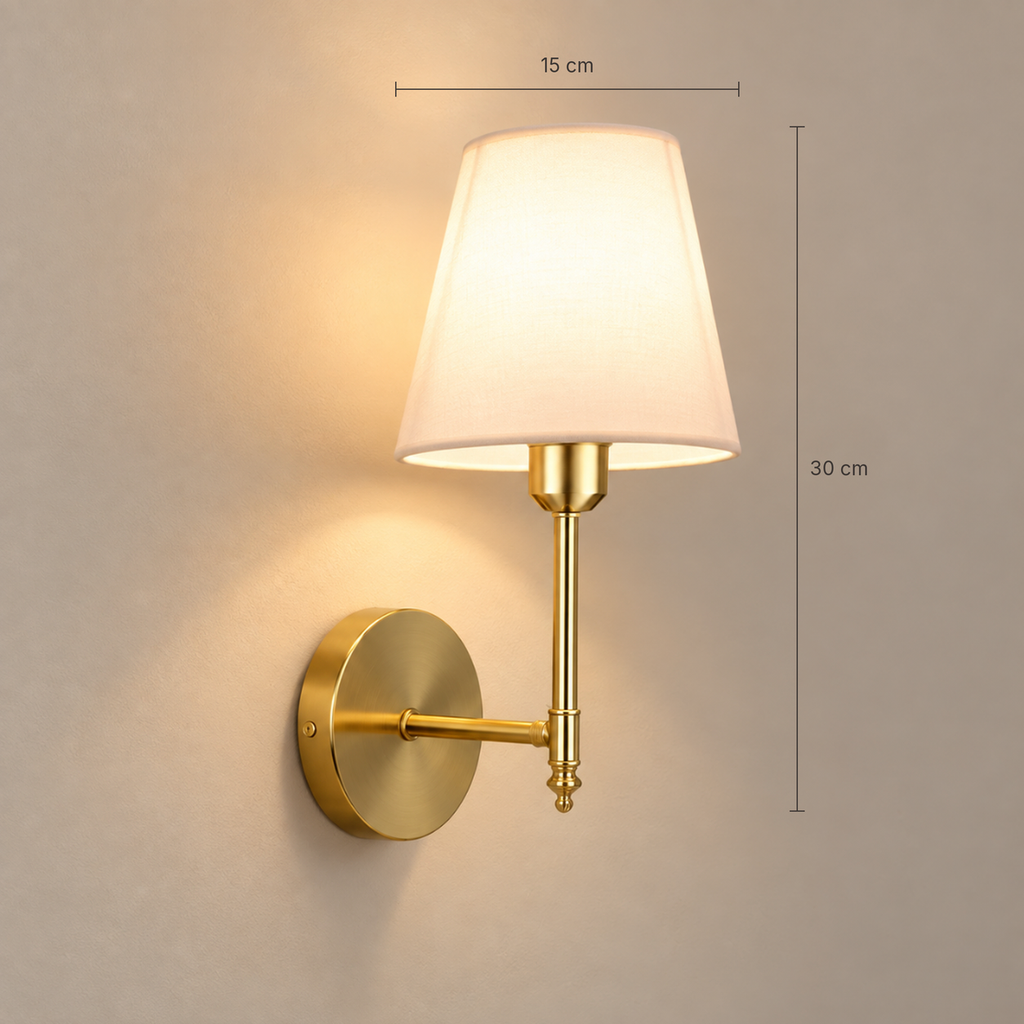 Elise wall light dimensions: 30 cm tall, 15 cm shade