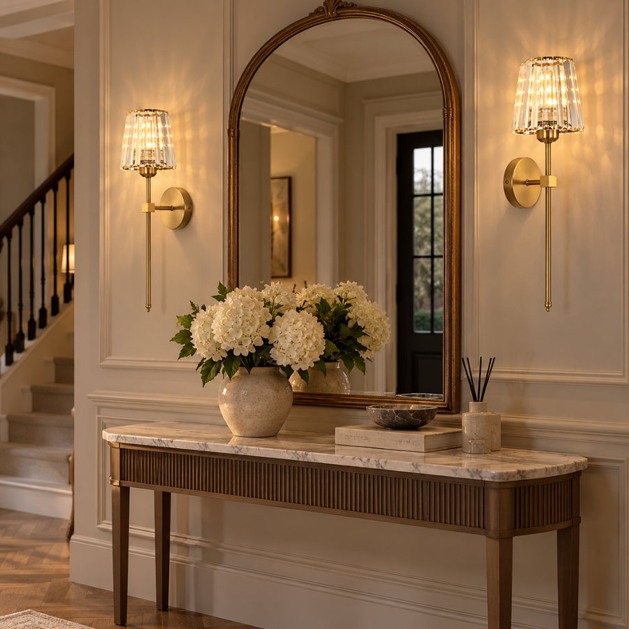 Rechargeable Crystal Wall Light, Gold Sconce – Estelle