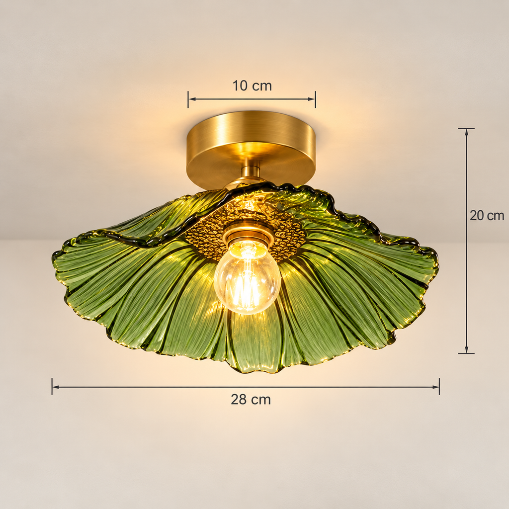 Florea ruffled glass ceiling light dimensions: 28 cm diameter, 20 cm high, 10 cm canopy