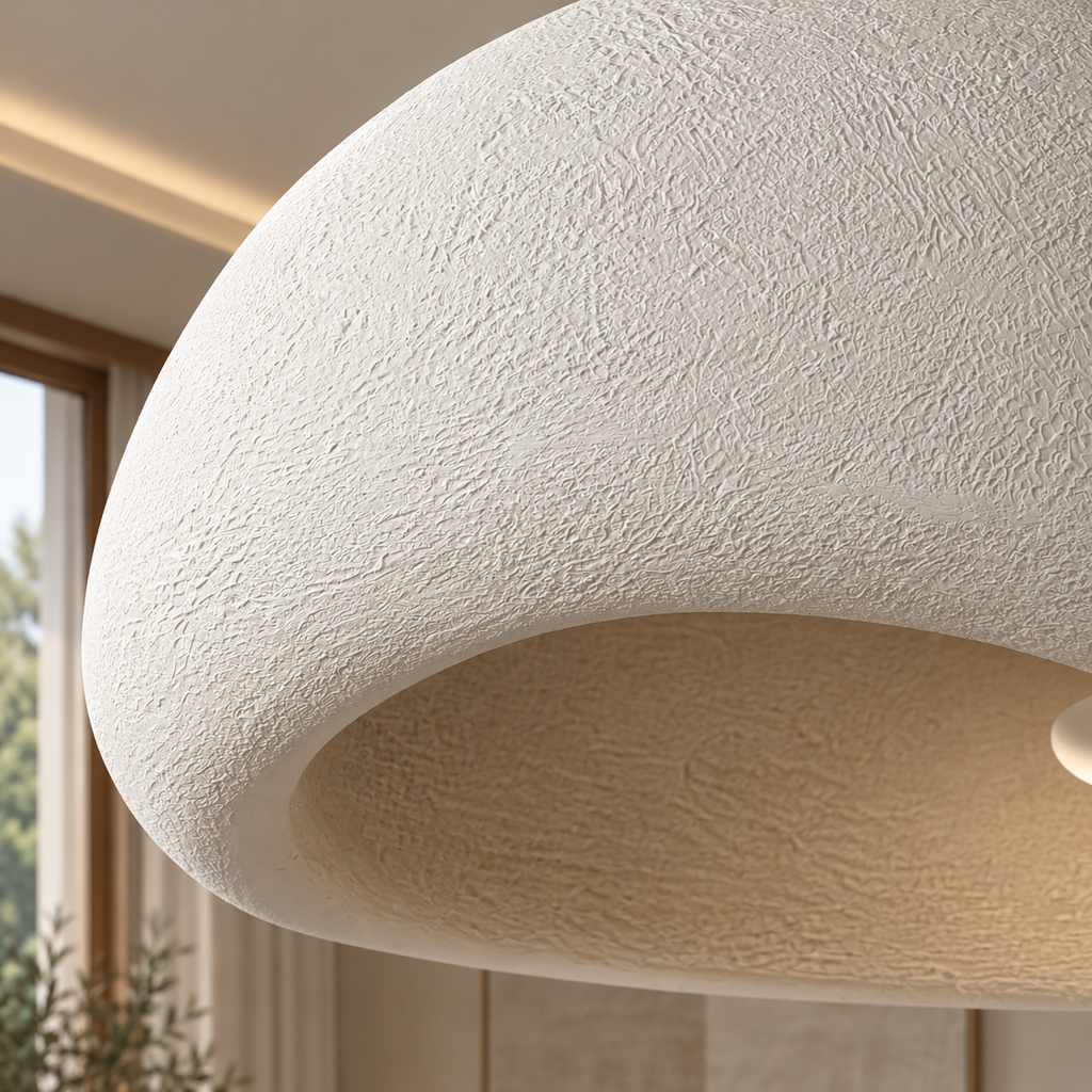 Close-up of the textured sand-like finish of the Kaela dome shade