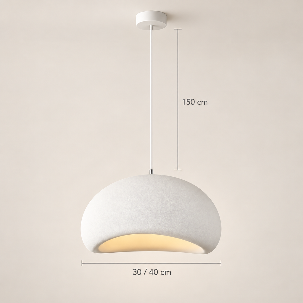 Kaela dome pendant light dimensions: 30 cm or 40 cm diameter, suspension up to 150 cm