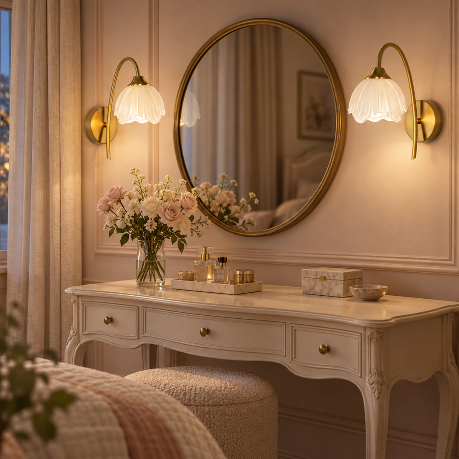 Rechargeable Flower Wall Light, Gold Petal Sconce – Liora