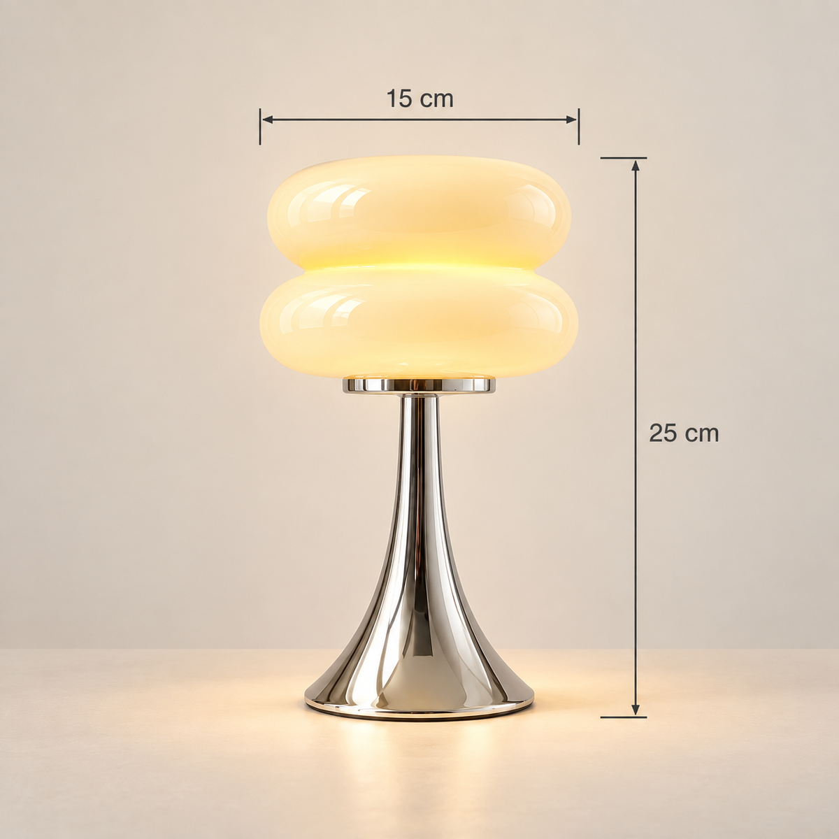 Nuvola stacked glass table lamp dimensions: 15 cm wide, 25 cm high