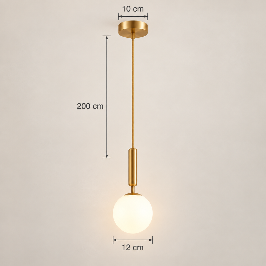 Orbis opal glass globe pendant dimensions: 12 cm globe, 10 cm canopy, cable up to 200 cm