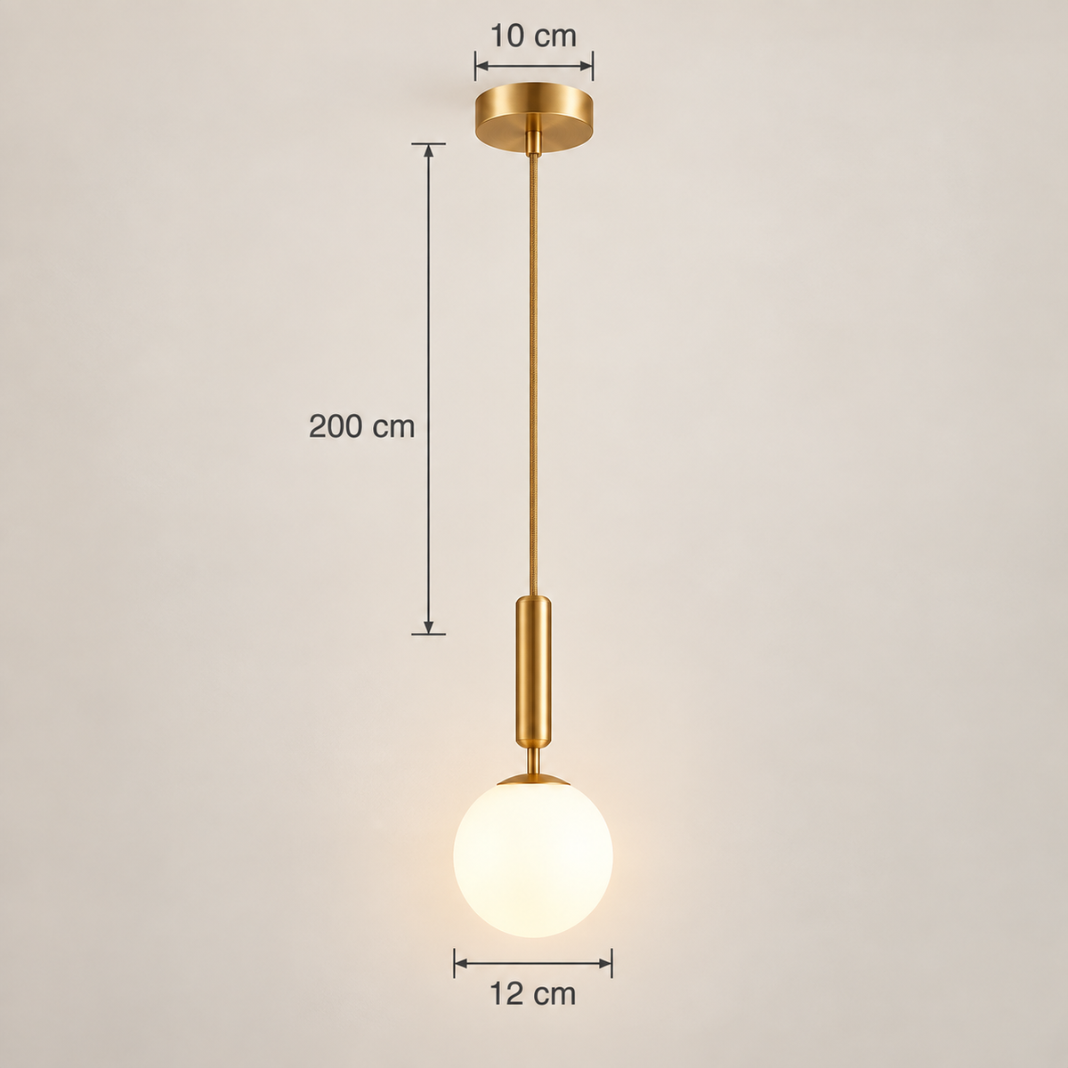 Orbis opal glass globe pendant dimensions: 12 cm globe, 10 cm canopy, cable up to 200 cm