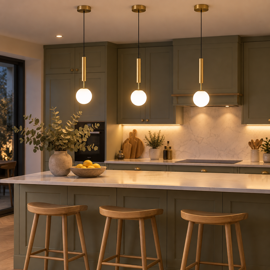 Opal Glass Globe Pendant Light 12 cm, Kitchen Island – Orbis