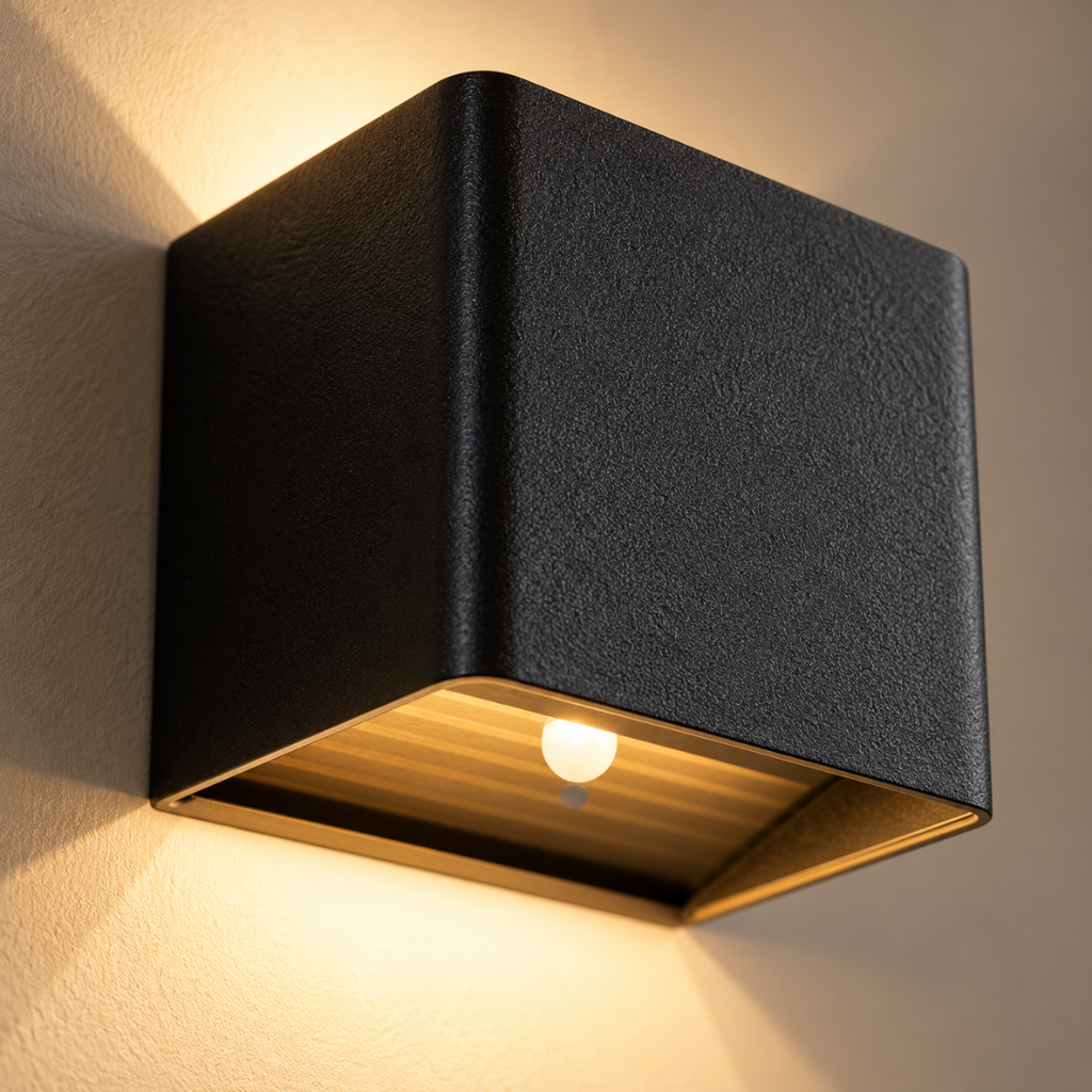 Close-up of the Quadra textured black finish and motion sensor