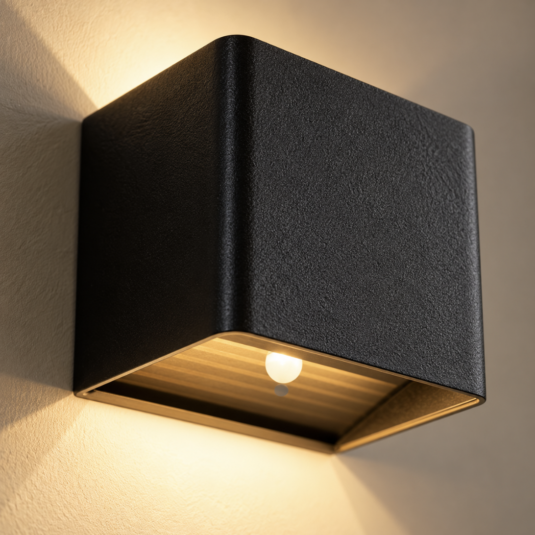 Close-up of the Quadra textured black finish and motion sensor