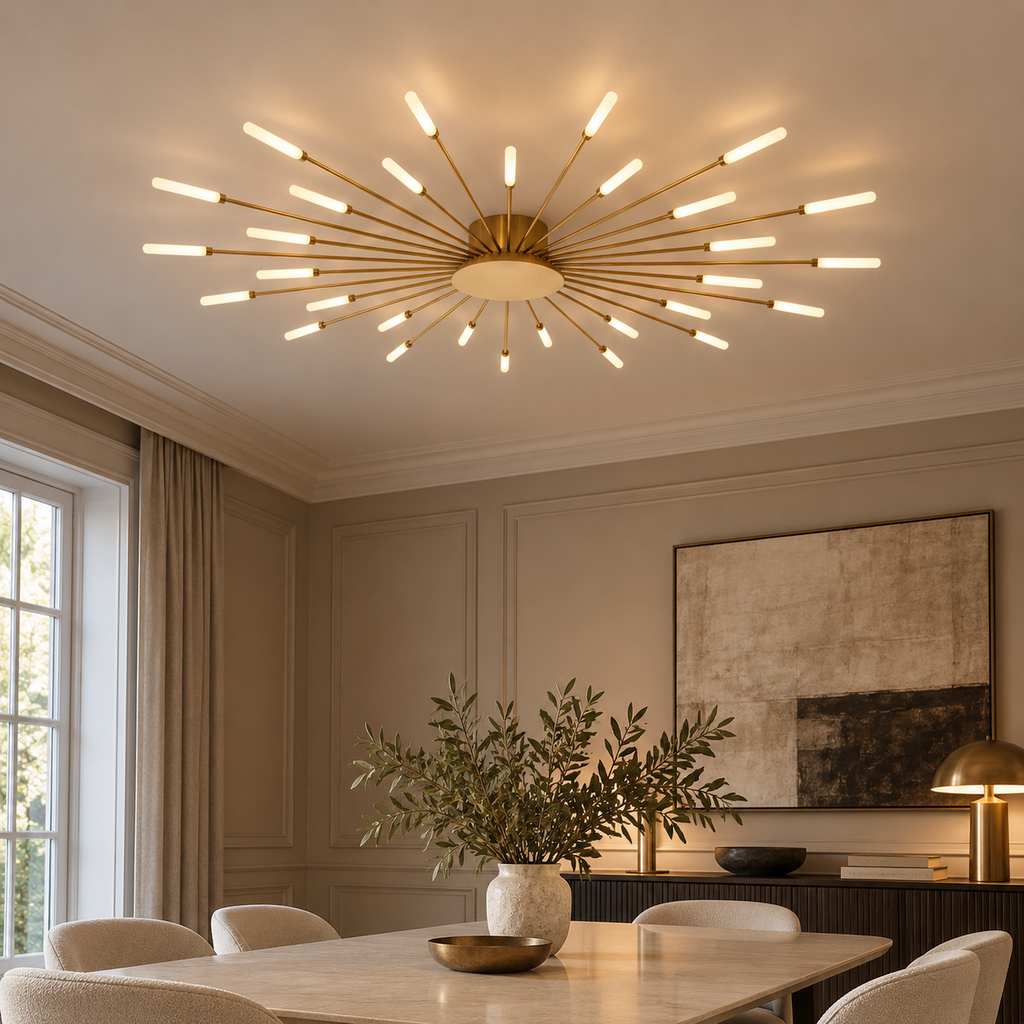 Solvera firework LED ceiling light in a living room