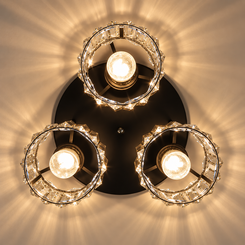 Valtera crystal ceiling light seen from below