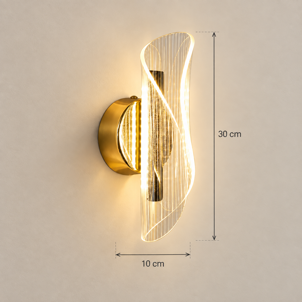 Velia wall light dimensions: 30 cm high, 10 cm wide