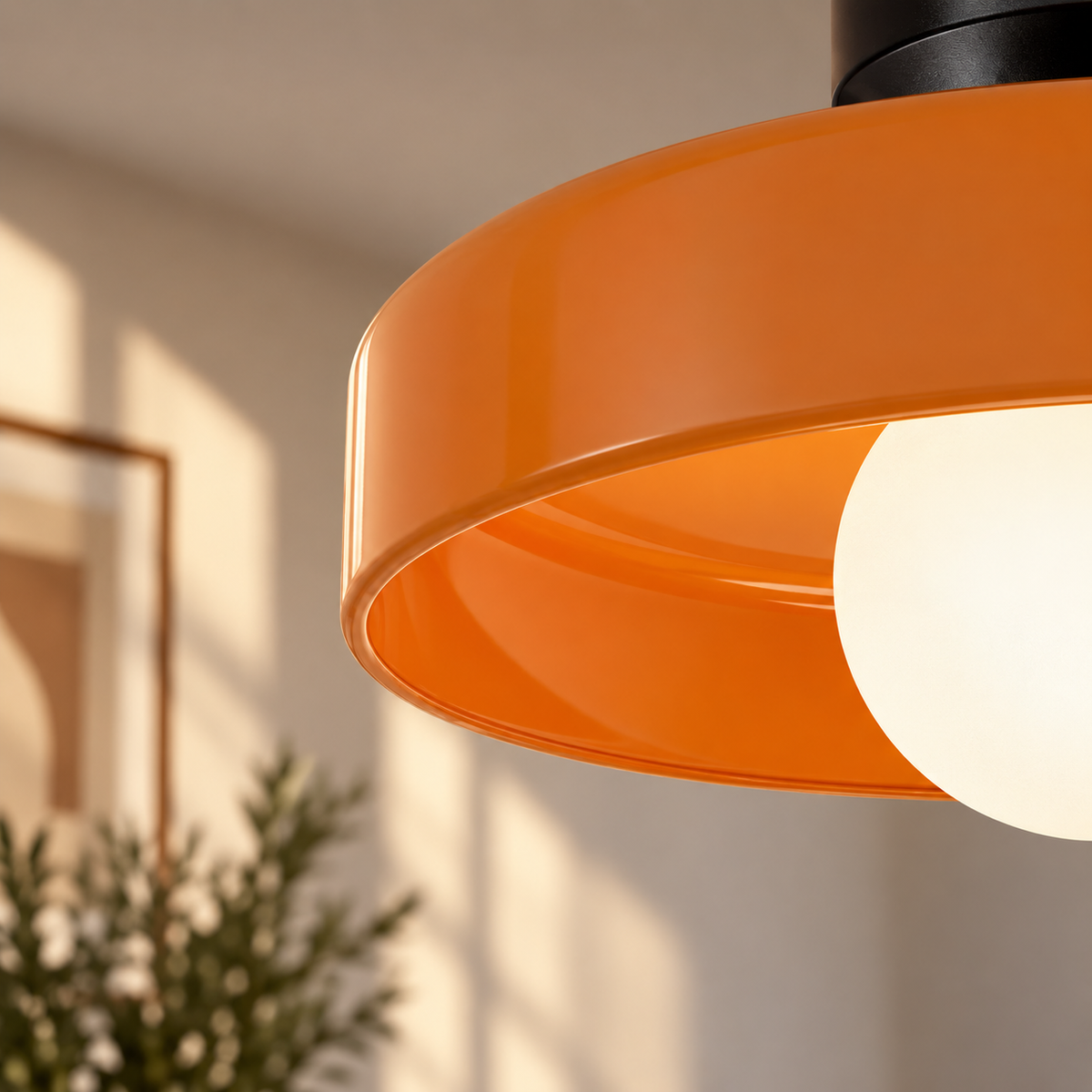 Close-up of the Vetra glossy retro glass shade